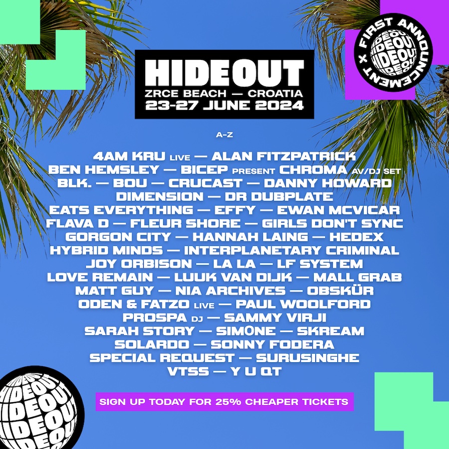 Il festival Hideout è pronto a tornare. Hideout si svolgerà infatti sulla spiaggia di Zrće in Croazia da domenica 23 a giovedì 27 giugno 2024
 
